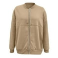 thumbnail image 7 of Mohiass Zip Up Sweatshirts for Women No Hood Fall Casual Bomber Jacket Fleece Athletic Sweat Jackets with Pockets Khaki L, 7 of 7