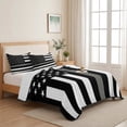thumbnail image 5 of King Quilt Set 96''x106'', Thin Grey White Line Lightweight Summer Bedspread Coverlet Set with 2 Pillow Shams, American Flag Star Breathable All Season Quilt Bedding for Bedroom/Guest Room, 5 of 9