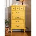 thumbnail image 3 of Cajonera americana de madera maciza para el hogar, gabinete de nueve cubos, cajón de piso, almacenamiento retro amarillo, 3 of 4