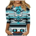 thumbnail image 2 of BVOFAR Womens Western Ethnic Aztec Print Shirts 3/4 Sleeve Plus Size Tops Crewneck Casual Loose Fit Blouses, 2 of 5
