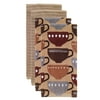 Solid and Print Kitchen Towel, Four Pack, Coffee