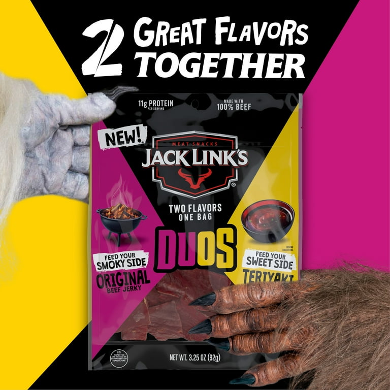 Jack Link's DUOS Original and Teriyaki Beef Jerky, 5 Ounce, 11g of