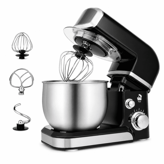 Black 3.2qt Electric Stand Mixer 6 Speeds Portable Lightweight Food Mixer