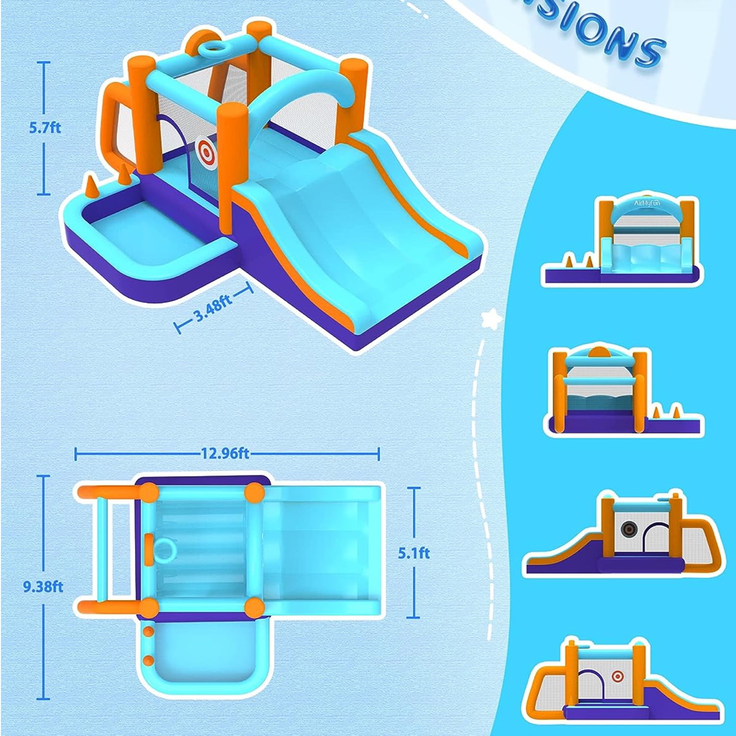 CIPACHO Inflatable Jumping Castle with Slide, Kids Bounce House Inflatable Slides Bounce House for Outdoor, Include Air Blower, Basketball Hoop, Football Playing