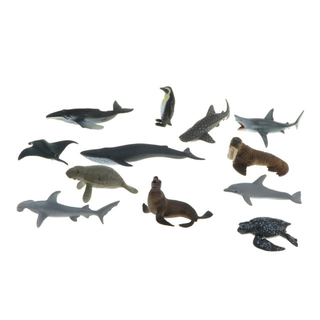 12pcs Juguete de animales marinos Sunnimix Modelo de Exhibición Fiesta Broma