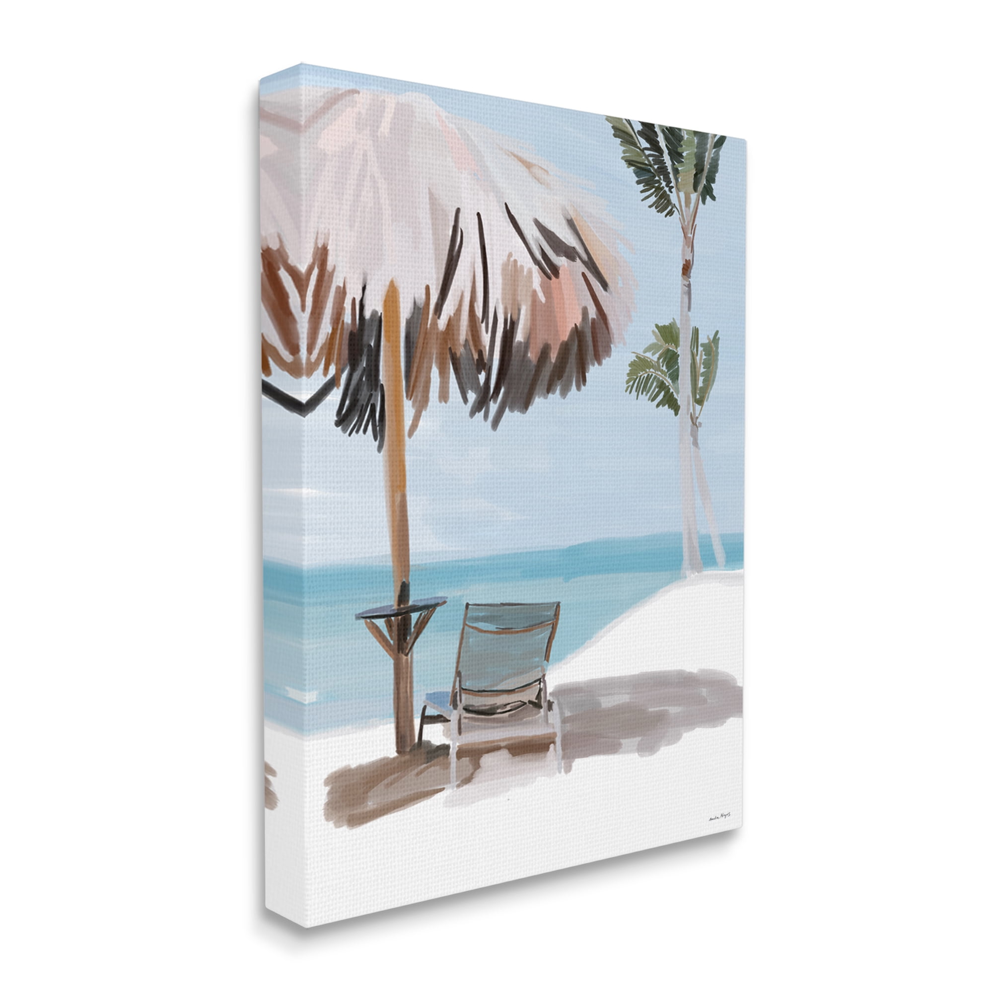 Stupell Industries Tropical Beach Hut Scenery Nature Painting Gallery Wrapped Canvas Print Wall Art, 30 x 40