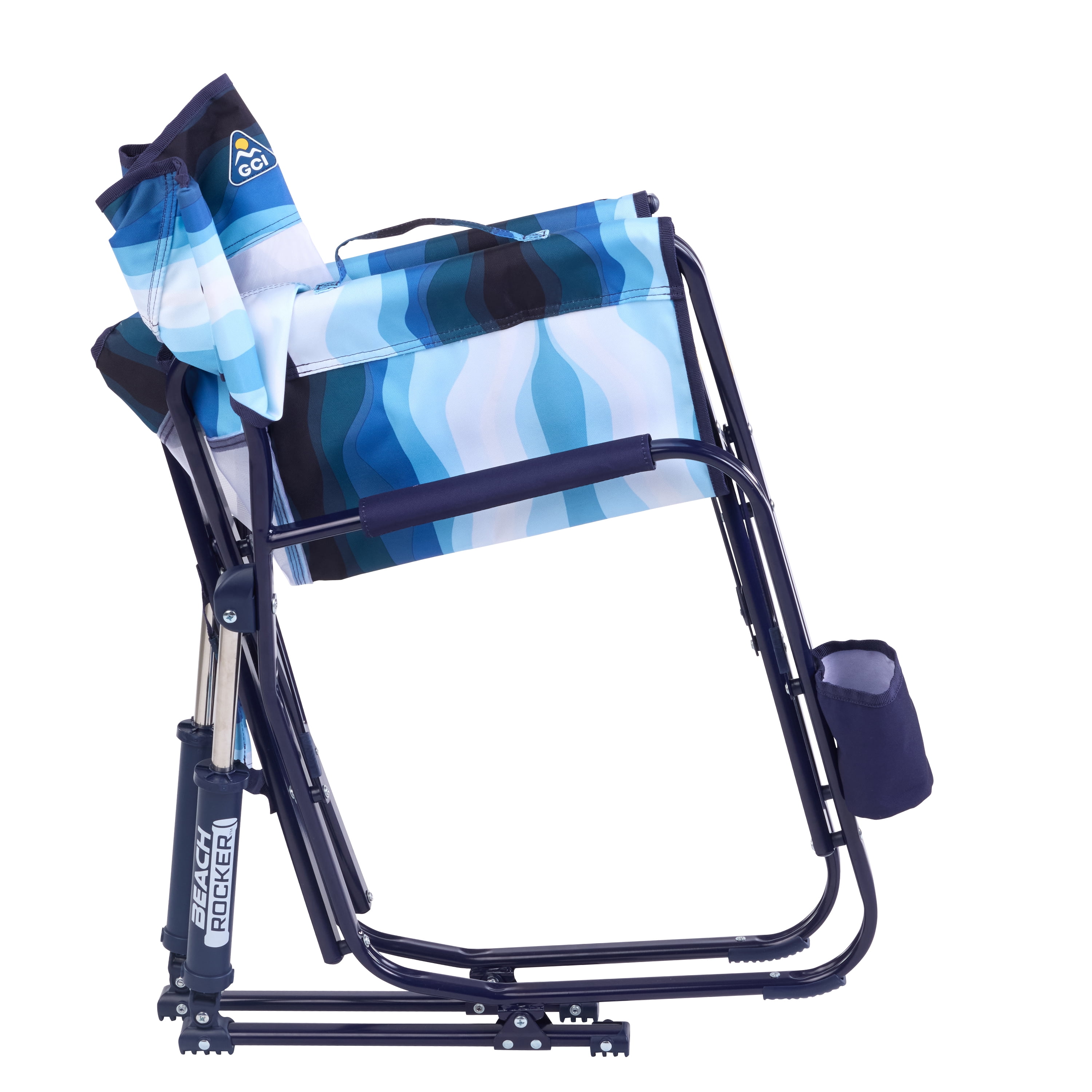 GCI Outdoor Beach Rocker Low Profile Foldable Rocking Chair, Wave Blue