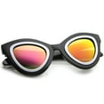 thumbnail image 4 of sunglassLA Unisex Womens High Fashion Two-Toned Mirrored Cat Eye Sunglasses (Shiny Black-White / Magenta Mirror) - 42mm, 4 of 4