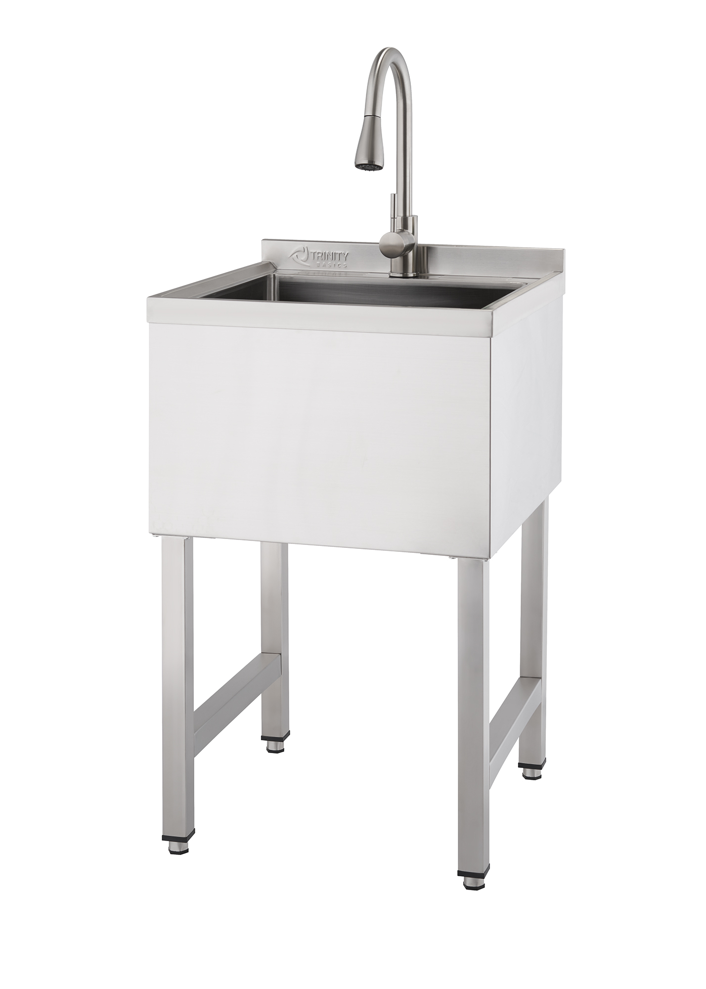 TRINITY BASICS EcoStorage® | 18x16x13 Basin | Stainless Steel Utility Sink | NSF | w/ Pull-Out Faucet | Chrome