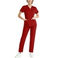 thumbnail image 6 of MLQIDK Red Scrubs Sets for Women Plus Size Medical Uniforms Petite V-Neck Scrub Pants and Tops Nurse Uniforms Scrubs for Tall Women Red S, 6 of 6