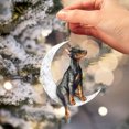 thumbnail image 5 of Christmas Decorations, Christmas Dog Sitting On The Moon Pendant Decoration Black Christmas Traditions in Stained Glass Flocked Lambs Ear Garland Christmas, Christmas Hangs, Home Decor, 5 of 5