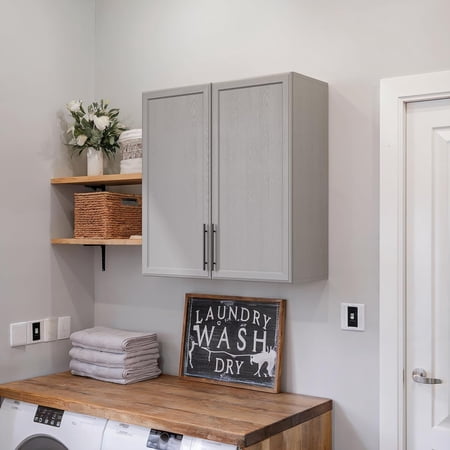 FIMELLO 30" Laundry Room Cabinets Wall Mounted, Wall Cabinets for Laundry Room, Kitchen Wall Cabinet with Adjustable Shelf, Shaker Wall Cabinet for Bathroom, Ashen Gray