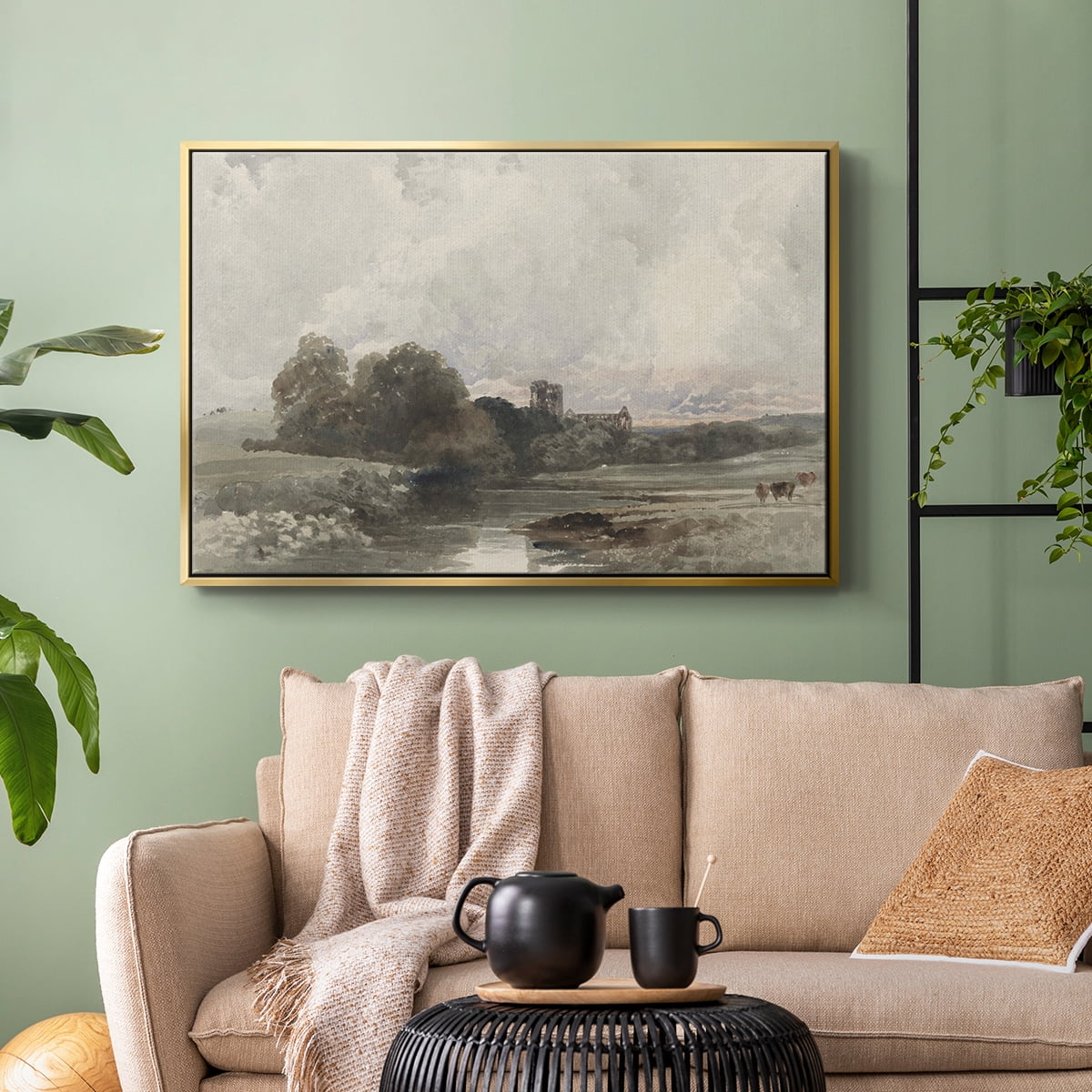 Vintage Landscape-XXXIX By Wexford Home Framed in Gold Wood Gallery Wrapped Canvas 27 in. x 41 in.