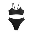thumbnail image 1 of Swimming Suits for Women Summer Beach Solid Color Backless Bikini Split Set Black Women Bathing Suits L, 1 of 7