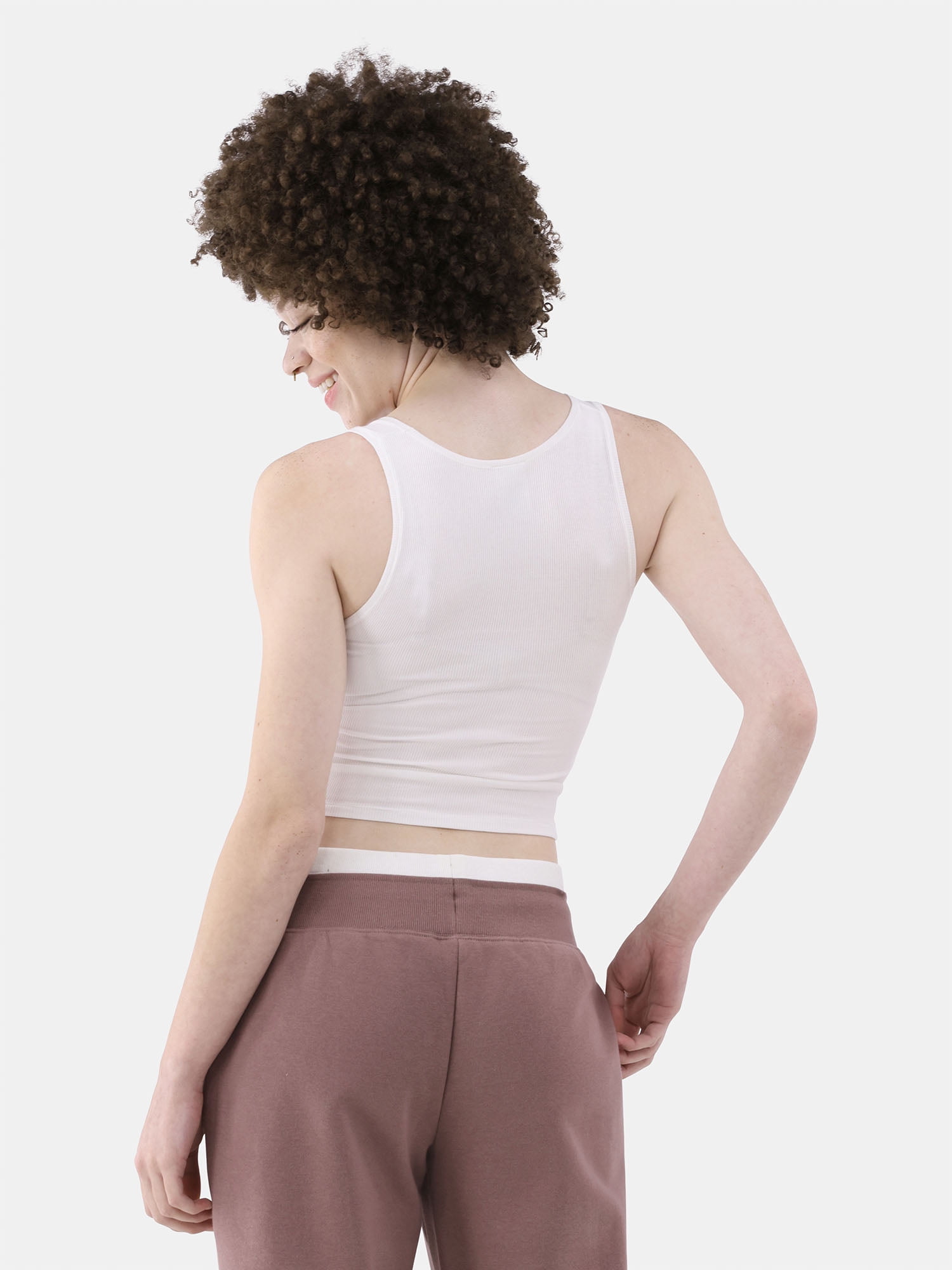 No Boundaries Cotton Stretch Ribbed Cropped Tank Top, Women's XS-XXXL