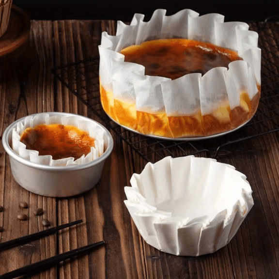 50pcs Disposable Parchment Paper Liner Basques Cupcake Liners Cake Pan Liners Cake Wrappers Oilproof Wrap Paper for Baking Cakes, Cheesecake, Oven, Air Fryer