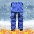 thumbnail image 2 of Odeerbi Kids Pants Boys Girls 2025 Fashion Plush Solid Color Keep Warm Windproof Water Proof Outdoor Hiking Ski Pants Blue, 2 of 7
