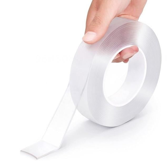 esafio Clear Double Sided Mounting Tape Heavy Duty(16.5FT/5M), Multipurpose Removable Sticky Extra Strong Adhesive Nano Tape Washable Waterproof
