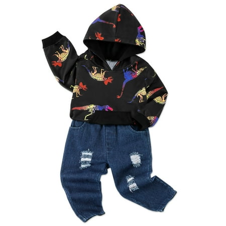 

Synpos Toddler Baby Boy Letter Print Sweatshirt and Jeans Outfits Set