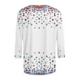 thumbnail image 4 of Cavosen Red White and Blue T Shirts Women Petite Independence Day 3/4 Sleeve Round Neck T Shirts USA Star Striped Graphic Tops Lady XL 4th of July Casual T Shirts Red White and Blue Tunic Tees, 4 of 5