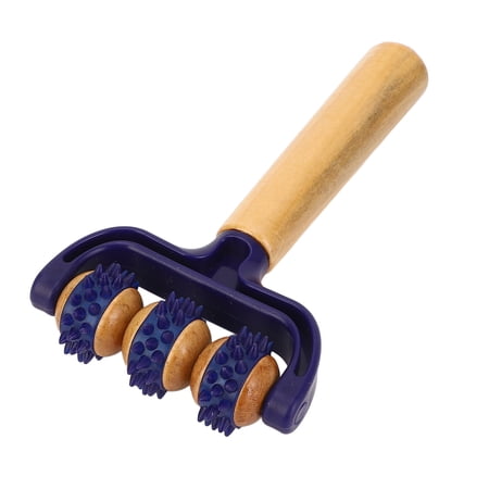 Xirurus Handheld Massage Roller Wooden 3 Wheels Muscle Roller, Ergonomic Therapeutic Body Massager for Back and Abdomen Deep Tissue Pain Relief, 7.87 x 7.09 x 1.18 inches / 20.0 x 18.0 x 3.0 cm