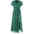thumbnail image 1 of B91xZ Robes Formelles pour Femmes Manches Courtes Décontractées Col en V Pois Suisses Plissés Ligne A Robes Fluides, Vert G, 1 of 4