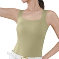 thumbnail image 4 of Workout Tops for Women Solid Color Chest Vest Suspender Wide Shoulder Strap Base Cup Bra Underwear Long Top Anti Glazing Sleeveless Vest, 4 of 6