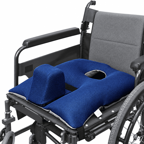 Wheelchair Cushion with Anti-Slip Straps, Breathable Pressure Relief Seat Pad, Hollow Tube Core