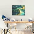 thumbnail image 5 of Zufioo Turquoise Golden Swirl Print Canvas Decorative Painting with Solid Wood Frame Art Decoration, Suitable for Home and Office Wall Decoration, 5 of 6