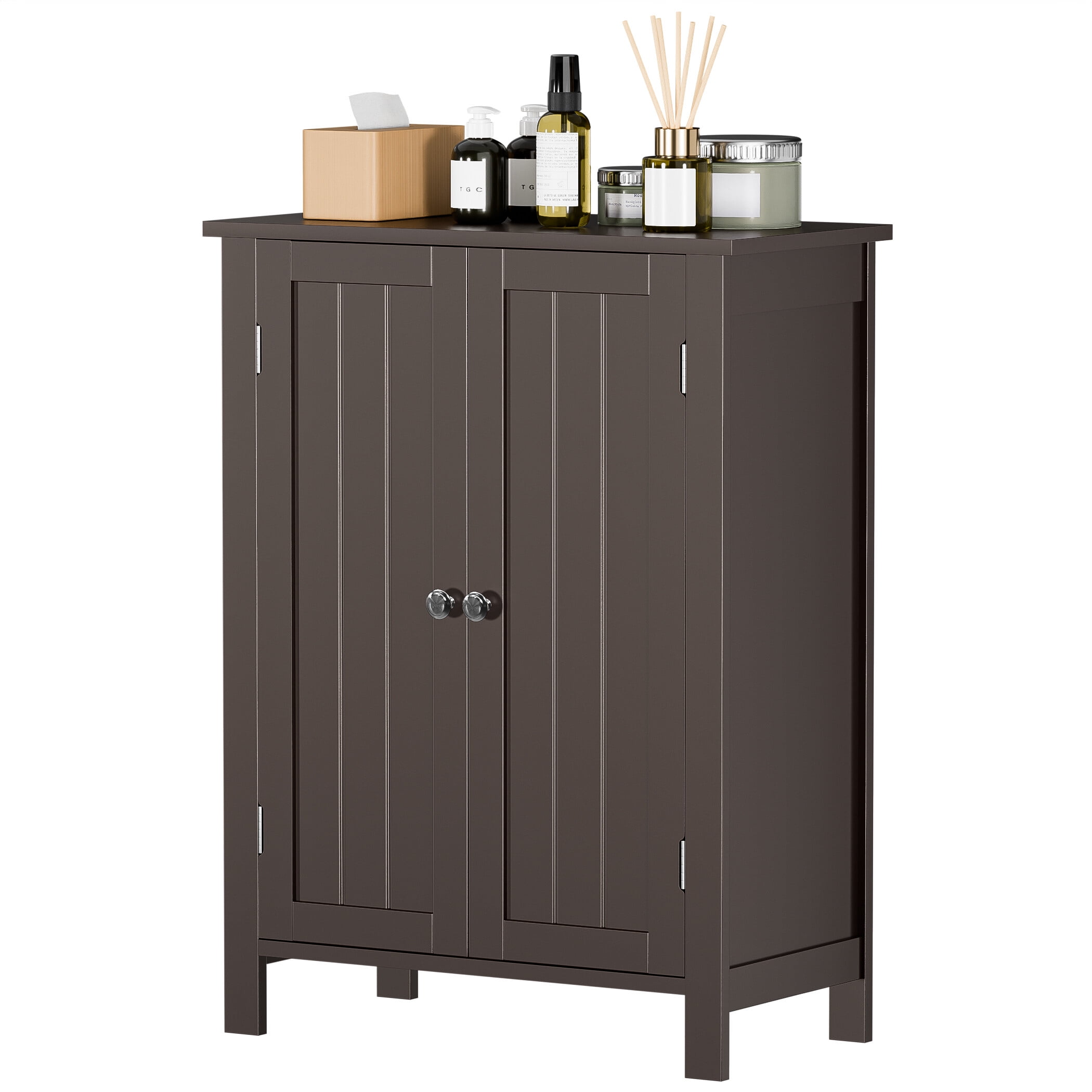 ZENY Bathroom Freestanding Cabinet Storage, Brown, 11.8''