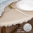 thumbnail image 4 of Abstract Waves Round Fitted Table Cover Blue White Ocean Spray Seaside Watercolor Waterproof Table Cloth with Elastic Edge Wipeable Tablecloth for Picnic Camping Party Fits 36"-44" Diameter, 4 of 8