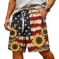 thumbnail image 3 of Havenx 4th Of July Shorts for Men America Flag Stars Stripes Shorts with Pockets Elastic Waist Drawstring Pants Cross Patriotic 250 Years Of Freedom Clothing,Orange S, 3 of 5