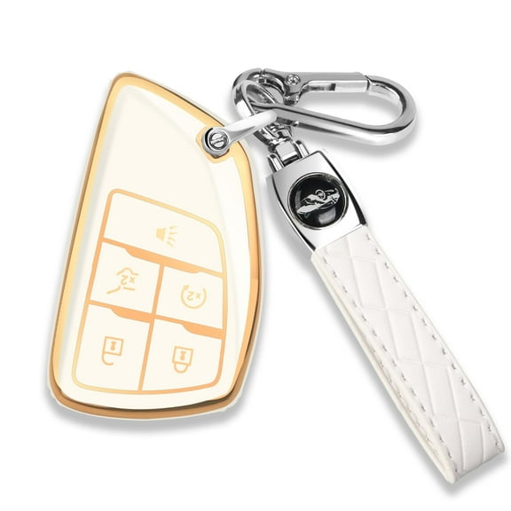 Soft TPU 5-Button Key Fob Cover with Keychain for Chevy Equinox Blazer Tahoe Suburban GMC Yukon Denali Silverado 2021-2026 Smart Remote Case