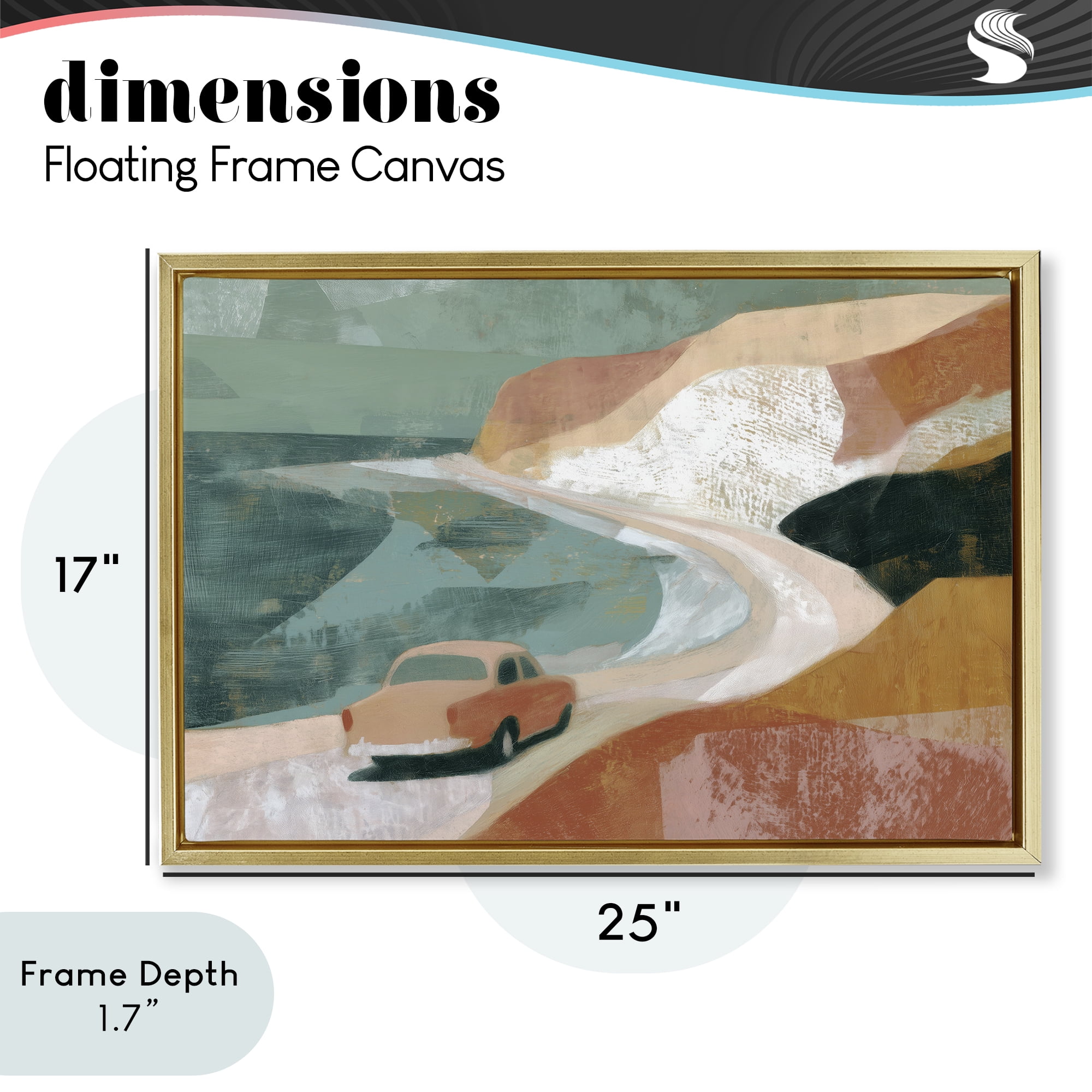 Stupell Industries Classic Car on Coastal Highway Gold Framed Floater Canvas Wall Art, design by Chromatic Storm Studio