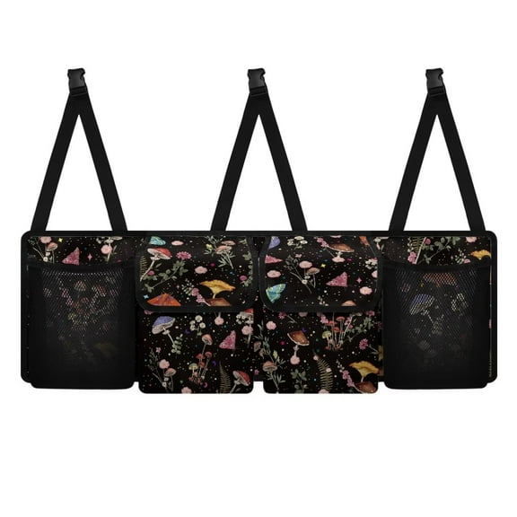 KUIFORTI Mushroom Trunk Organizer for Car Women Oxford Cloth Back Seat Car Organizer Adjustable Car Back Seat Organizer with 4 Pockets, Space-Saving Car Organizers Storage Bag for SUV/MPV/Truck