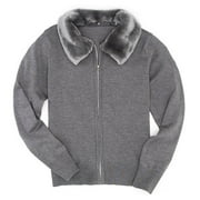 George - Women's Zip Fur Collar Cardigan