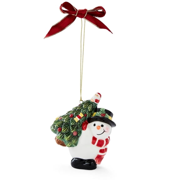 Spode Christmas Tree Snowman Ornament - Festive Holiday Decoration, Novelty Bauble Seasonal Essential - Ideal Holiday Keepsake for Christmas - Ornament for Home Decoration