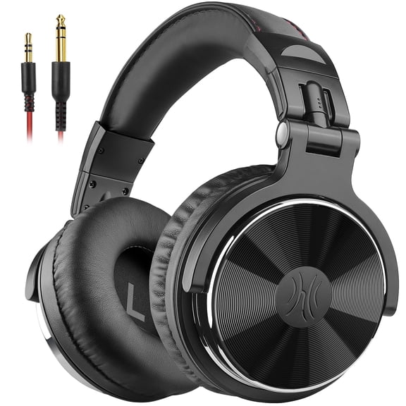 OneOdio Wired over-Ear Headphones - Studio DJ Headphones with Mic 50mm Driver & Dual Ports for Recording Monitoring Guitar Computer-Black