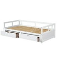 thumbnail image 5 of Harper & Bright Designs Twin to King Wooden Daybed with Twin Size Trundle Bed and Two Storage Drawers, Extendable Bed Frame, Sofa Bed for Bedroom Living Room, White, 5 of 11