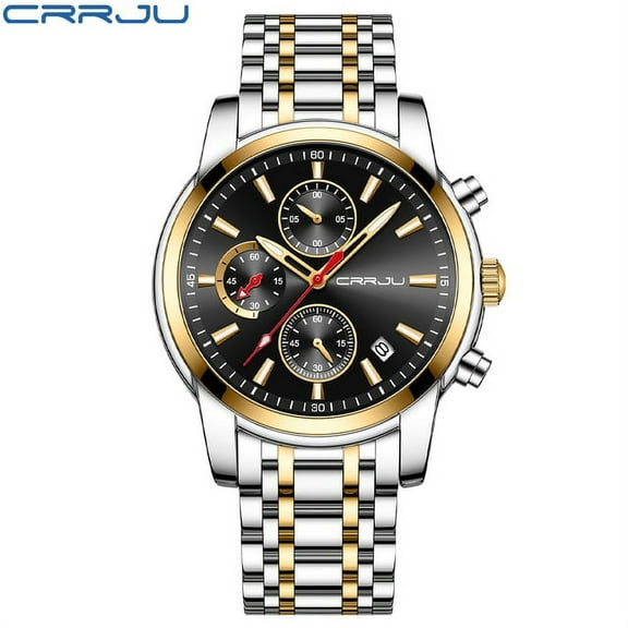 Crrju Luxury Mens Sports Casual Watches For Men Fashion Stainless Steel Calendar Quartz Wristwatch Man Date Luminous Clock - Quartz Wristwatches
