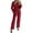 Red, variant on Fashion Long Sleeve Tops & Straight Pant Outfits Women's Casual Hight Waist Solid Suits Elegant Commuting O-neck 2 pieces Sets