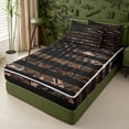 thumbnail image 2 of meiyoeat Black Camo Flag Zipper Full Size Comforter Sets with Fitted Sheet and 2 Pillowcases, Gold Star Hunting Print Zipper Bedding Set For Boys Kids,Black Reversible,4 Pieces, 2 of 7