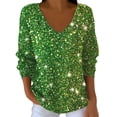 thumbnail image 3 of Kcolen Valentines Sweater Women Sequin Tops Fashion Casual Blouses Sparkly V Neck Shirts Holiday Party Long Sleeve Valentine Sweater Dressy Outfits, 3 of 6