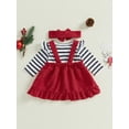 thumbnail image 4 of Suealasg Baby Girls 3Pcs Fall Winter Clothes 3 6 12 18 Months Infant Girls Christmas Thanksgiving Outfits Long Sleeve Romper +Corduroy Overall Skirt  + Headband Set, 4 of 7