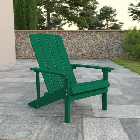 Flash Furniture Charlestown All-Weather Poly Resin Wood Adirondack Chair in Green