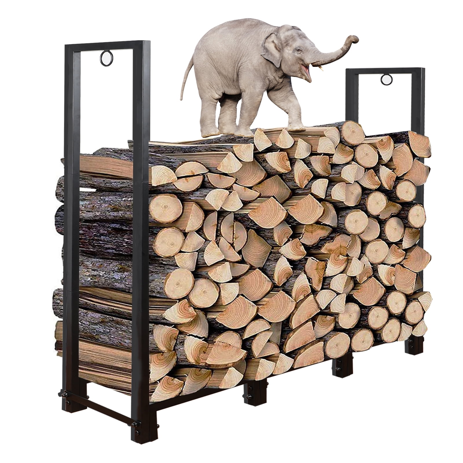 4FT Firewood Rack Heavy Duty Adjustable Firewood Stand Holder for