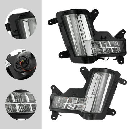 Wildnix for 2015-2020 Cadillac Escalade LED Fog Lights with Daytime Running Light, Clear Lens, Right & Left Fog Light for Direct Replacement