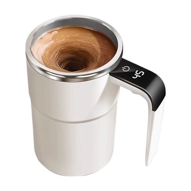 Yuarrent Taza de mezcla automática de moda, tapa duradera y a prueba de fugas, medición inteligente de temperatura Teteras blanco
