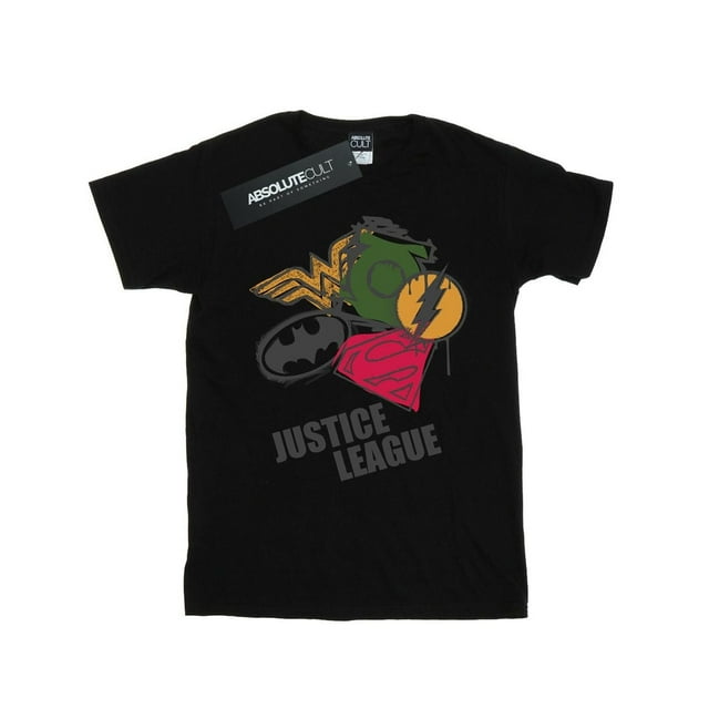 DC Comics Garçons Justice League T-Shirt à Logo Pulvérisé