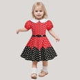 thumbnail image 2 of LUOGENLI Robe Enfant Robe avec Pois pour Enfants Filles Robe Princesse à Blocs de Couleur avec Ceinture Printemps Robe Maxi pour Filles 2025 Rouge 9-10 Ans, 2 of 6